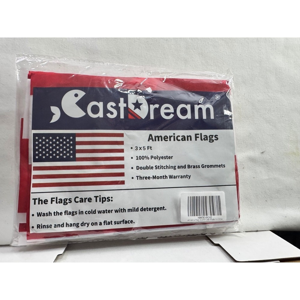 Castdream American Flags 2-Pack 3x5 Ft Polyester Brass Grommets Red White Blue‎